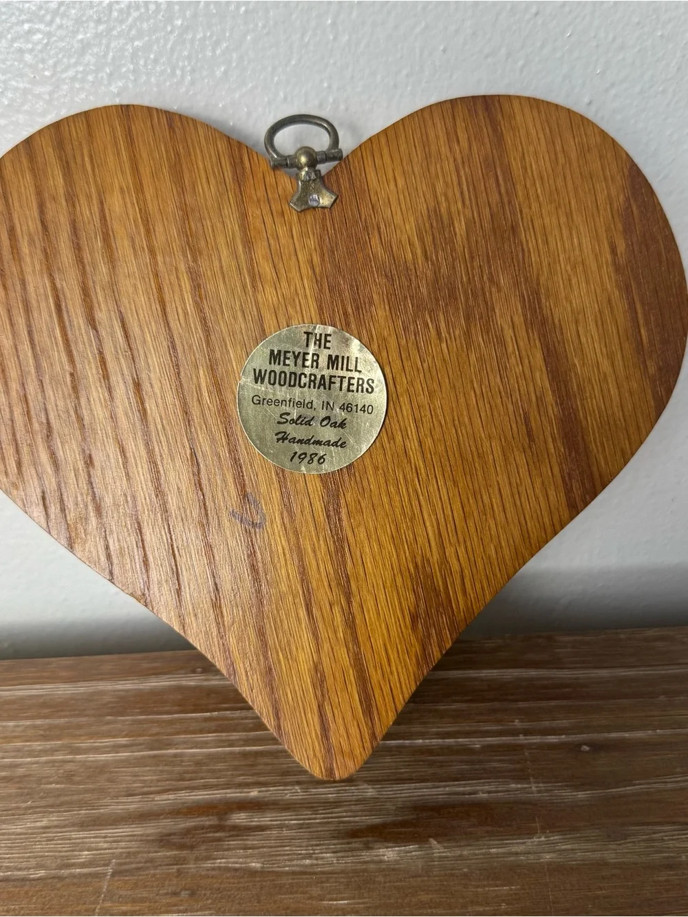 Wood Heart Wall Mounted Hook 3 Peg Goose Cottage Core Country Grandma 7”